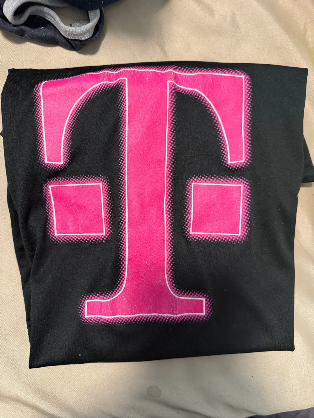 Black Short-Sleeve Tee with Pink T Logo